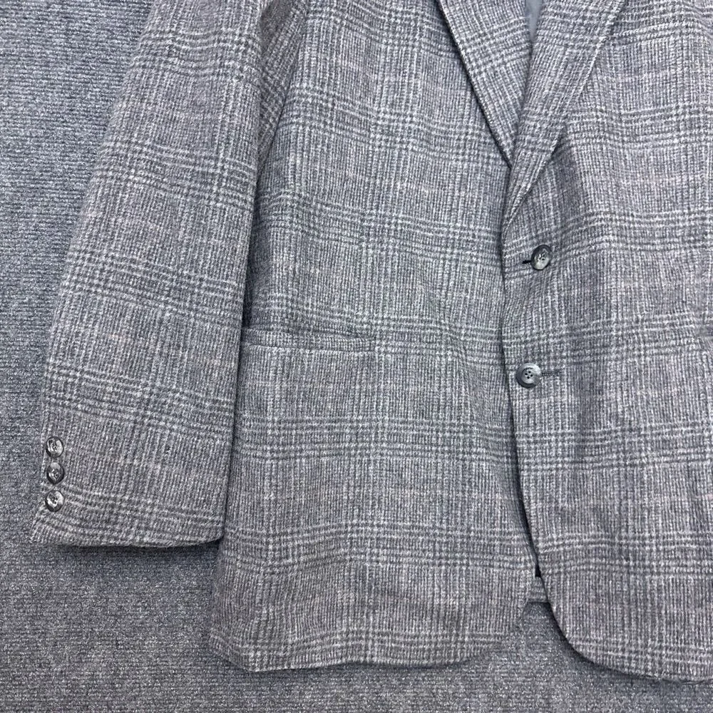 Kuppenheimer Mens Blazer Jacket 46R Soft Tweed Plaid Two Button USA Vintage